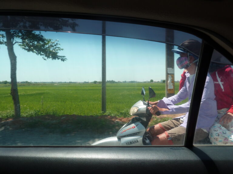 Hoi An Vietnam Moped motorcycle anti covid mask