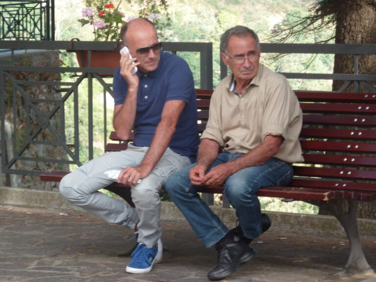 Tiriolo Calabria Italy Sitting on a parkbench during passeggiata