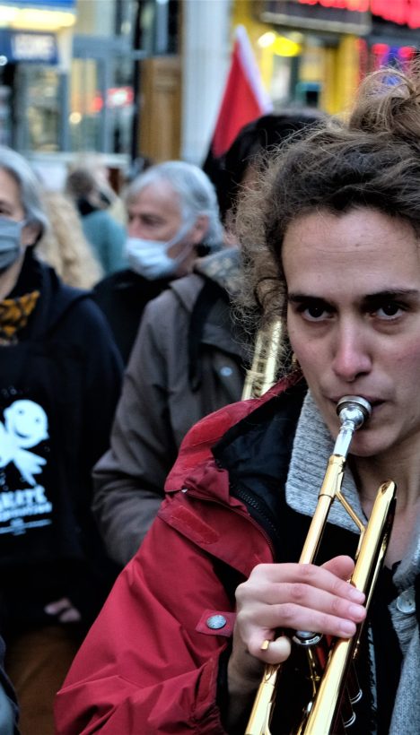 demonstration, Paris France fighting for peace, liberty, equality, lady