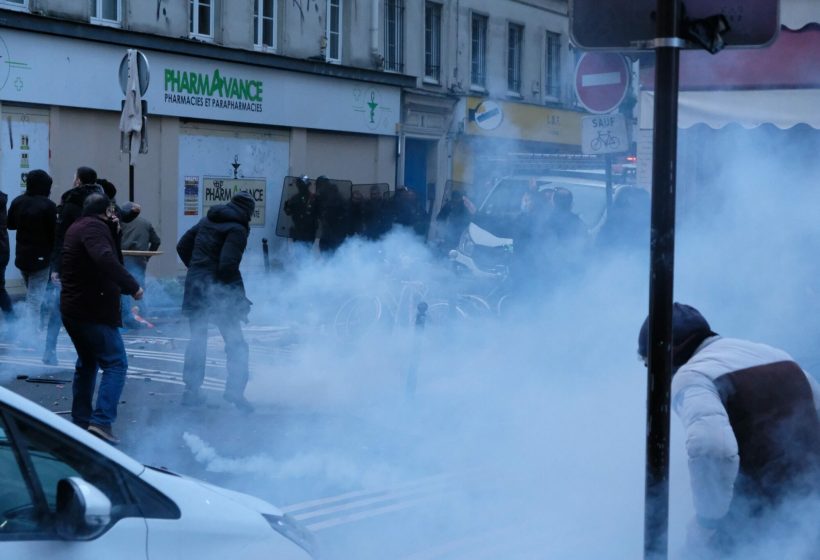 demonstration, paris france, anti-discrimination, equal opportunities, equality, fighting, lady, men, power, tear gas, tear-gas, smoke, gas